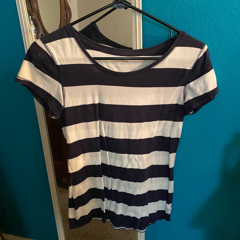 White and blue stripped shirt